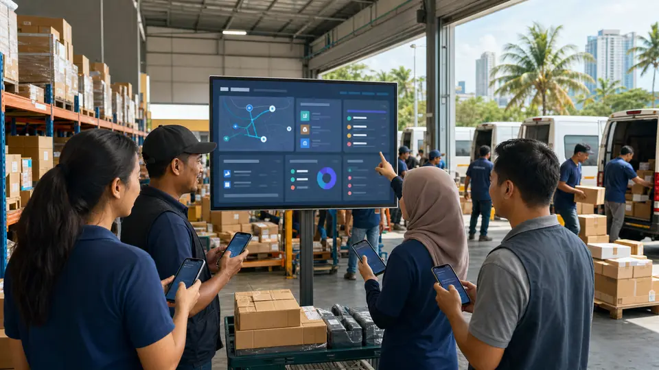 Pemandu menggunakan telefon untuk menangkap bukti penghantaran — tiada pemasangan aplikasi diperlukan