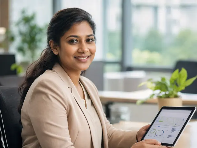 Pengurus rantaian bekalan wanita India Malaysia menyemak papan pemuka pembekal